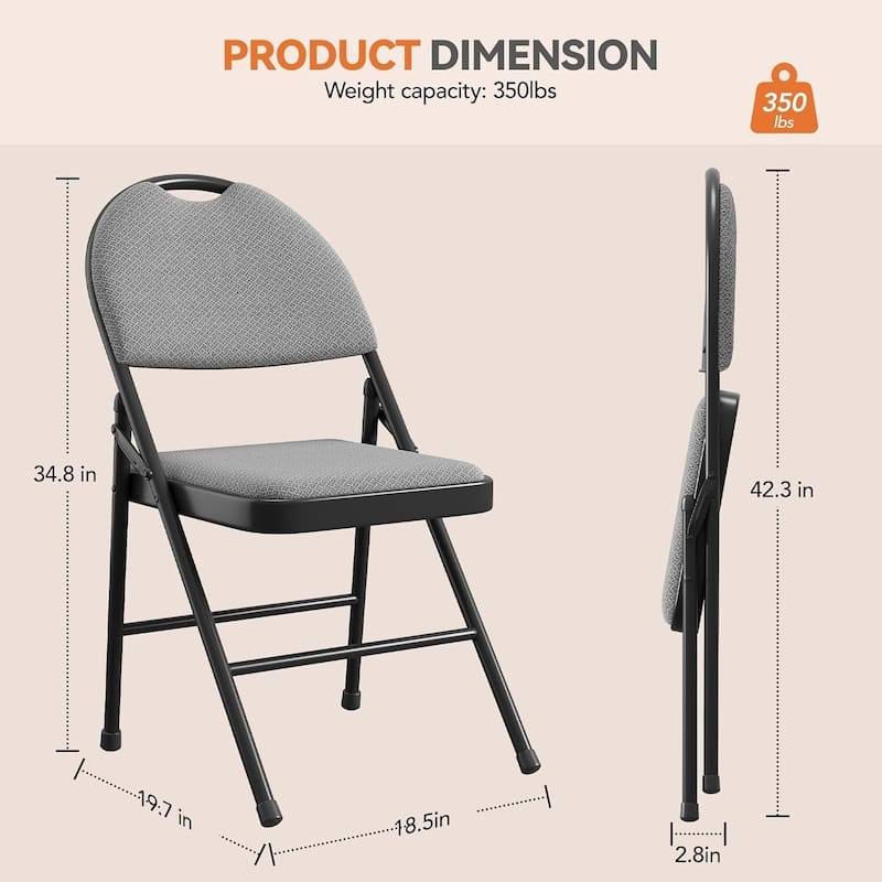 4-Piece Folding Chair Set for Indoor and Outdoor, Room, Restaurant, Patio