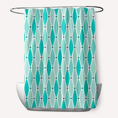 71 x 74-inch Wavy Geometric Print Shower Curtain