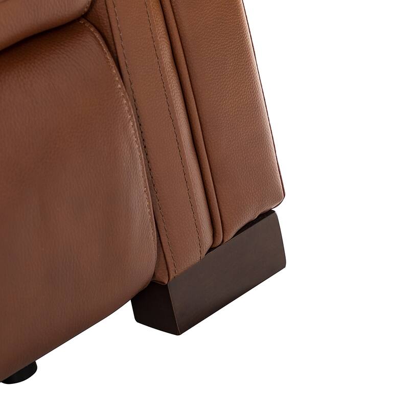 Alicia 34.65" Wide Contemporary Classic Genuine Leather Power Recliner With USB Port, Set of 2