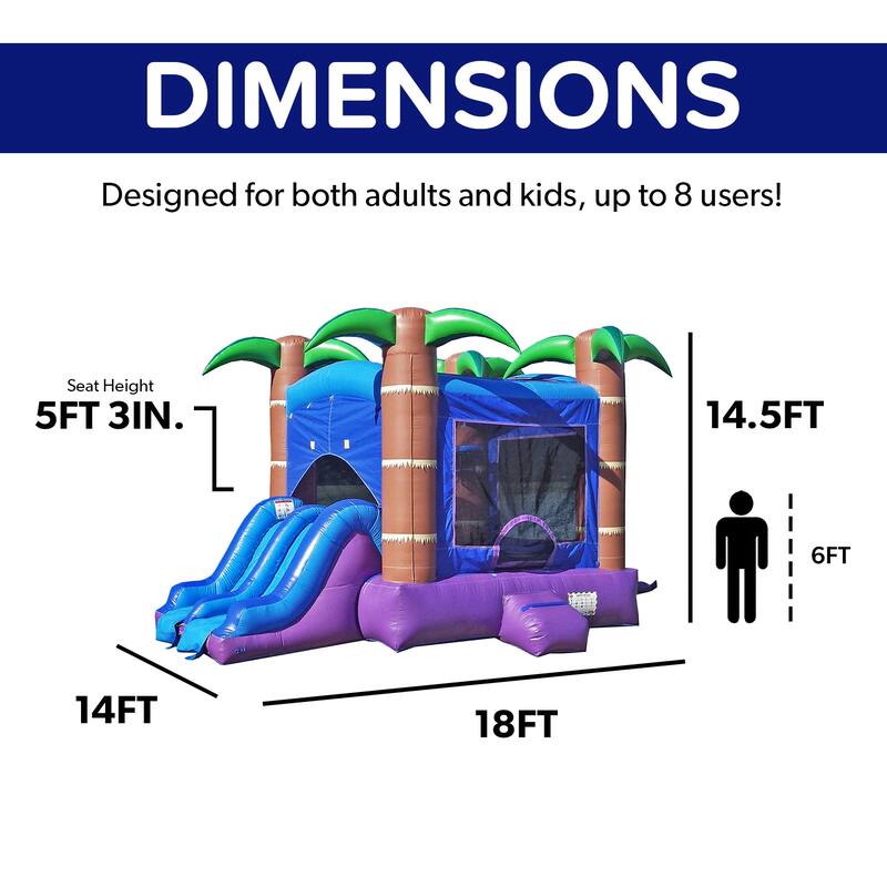 HeroKiddo Enchanted Forest Commercial Grade Inflatable Bounce House Water Slide Combo with Air Blower, Lightweight, Outdoor Fun