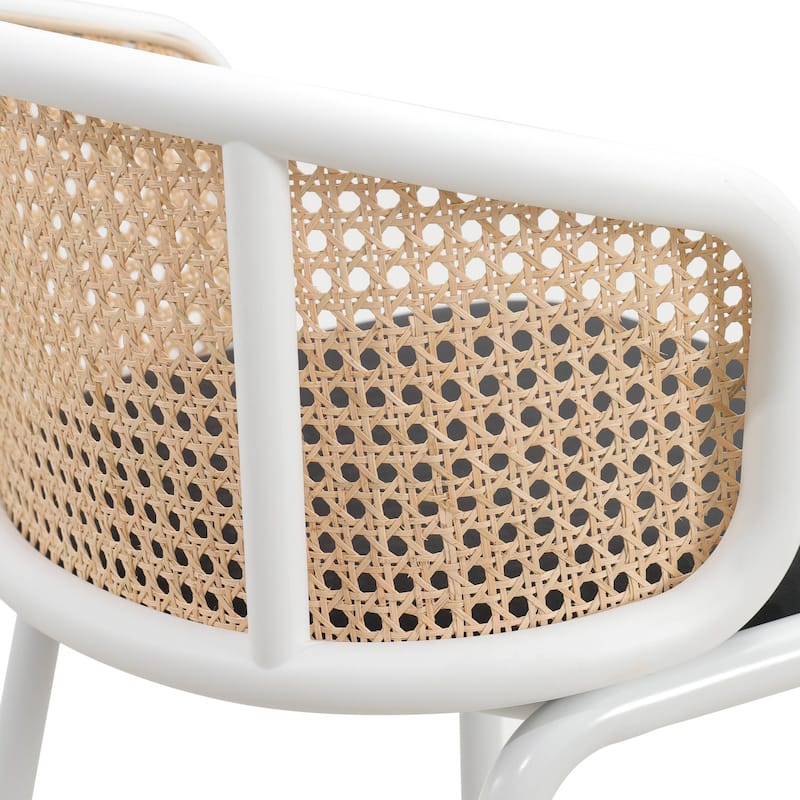 LeisureMod Ervilla Bar Stool with White Powder Coated Steel Frame - 37"