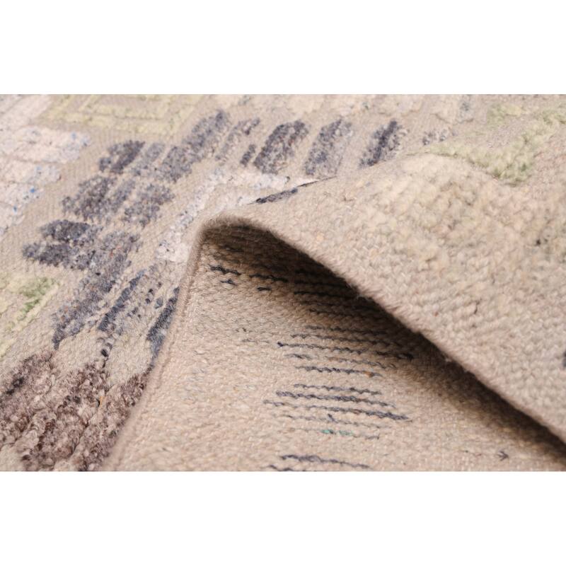 ECARPETGALLERY Hand-knotted Tangier Grey Viscose, Wool Rug - 9'2 x 11'11