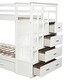 preview thumbnail 8 of 16, Contemporary Style Solid Wood Bunk Bed, Hardwood Twin Over Twin Bunk Bed with Trundle and Staircase