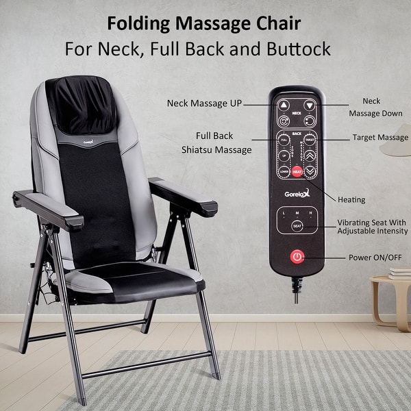 Shop Gymax Adjustable Folding Shiatsu Massage Chair Heated Back Neck Overstock 24262151