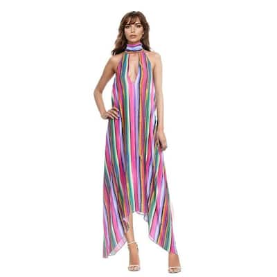 Jewel Badgley Mischka Hattie Striped Halter Dress