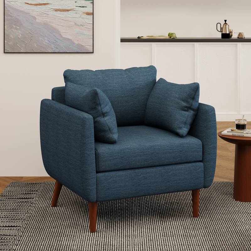 Roomfitters Modern Upholstered Accent Club Chair with Cushions, Mid-Century Supportive Lounge Seating