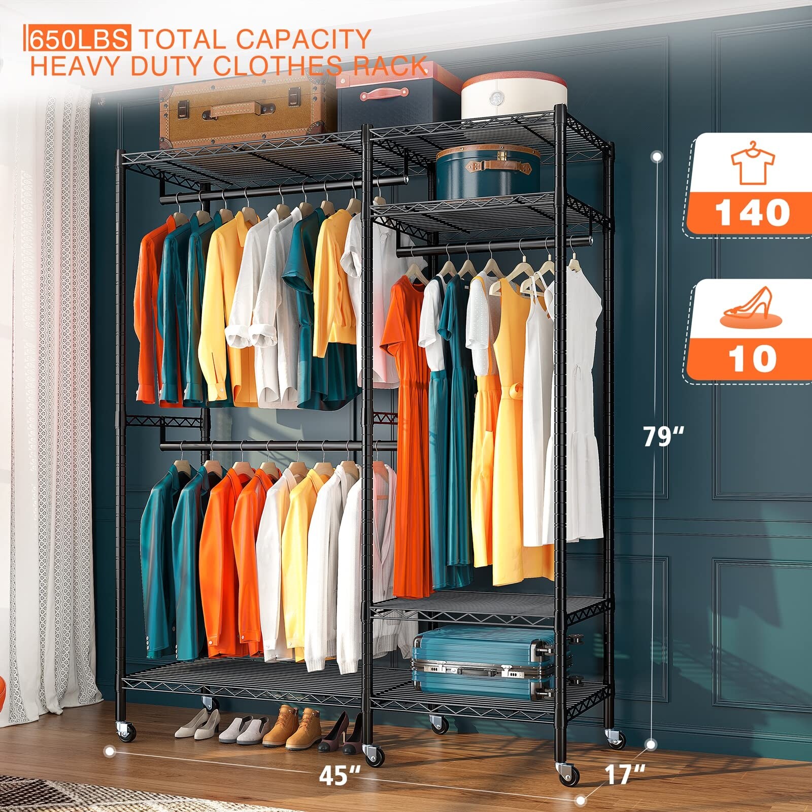 Bed bath and beyond on sale clothes rack on wheels
