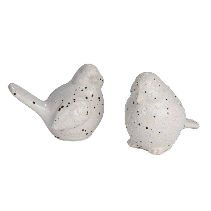 Stoneware Bird Accent Decor with Dots, Set of 2 - 4.4"L x 2.5"W x 3.0"H