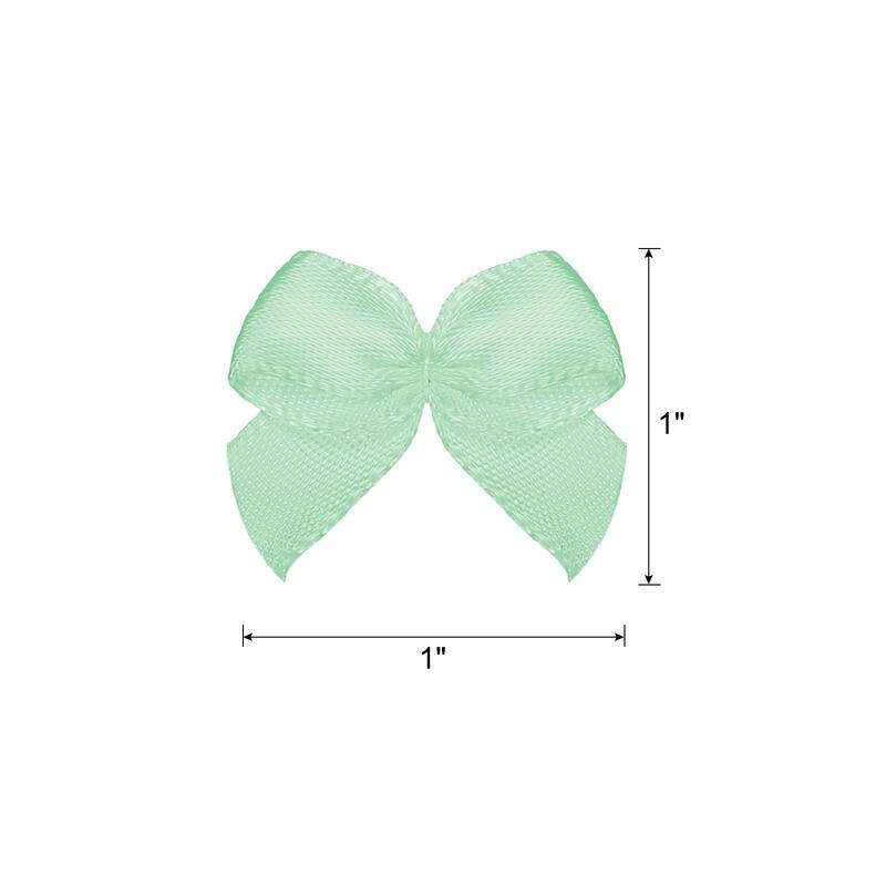 Mini Ribbon Bow 1" Mini Fabric Satin Ribbon Flower Bows for Craft DIY - Green - 200Pcs