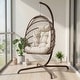preview thumbnail 40 of 53, Oversized 1-Person Foldable Hanging Egg Chair - Wicker Swing Chair with Stand, Portable for Indoor Outdoor Patio