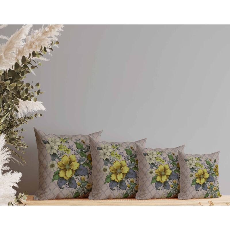 Wildflower Artistry Faux Suede Reversible Throw Pillow Beige and Gold