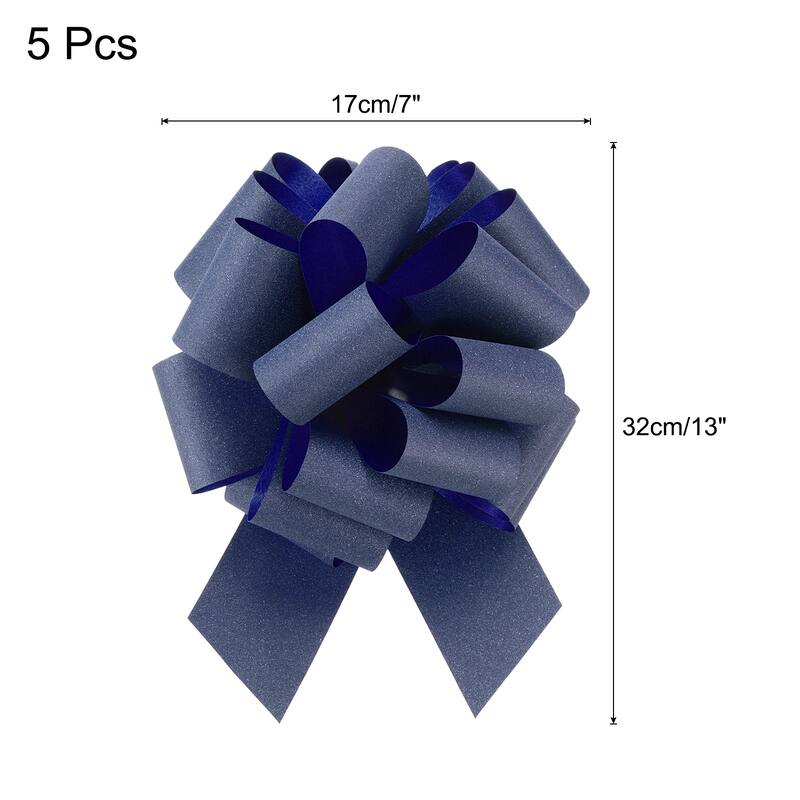 5pcs 7 Inch Large Pull Bow Gift Wrapping Big Pull Bows Ribbon - Dark Blue - 7 Inch