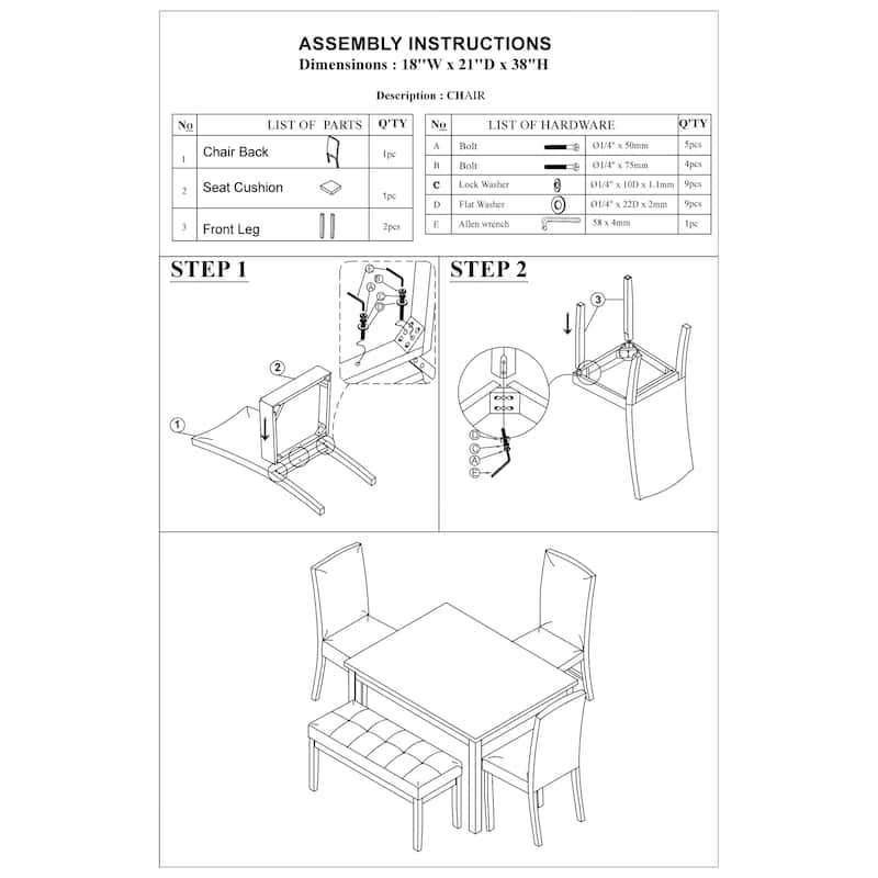 5 Piece Dining Table Set, Kitchen Dinette Set with Faux Marble Top Table, Bench and 3 Faux Leather Cushioned Chairs