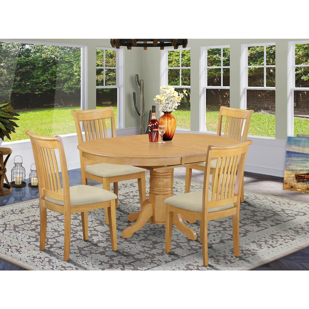 HomeStock 5-Piece Natural Oak Finish Solid Wood Top Dining table with 4 Chairs with Lattice Back