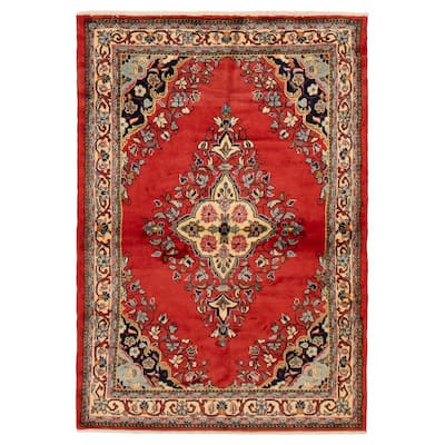 ECARPETGALLERY Hand-knotted Anadol Red Wool Rug - 4'4 x 6'3