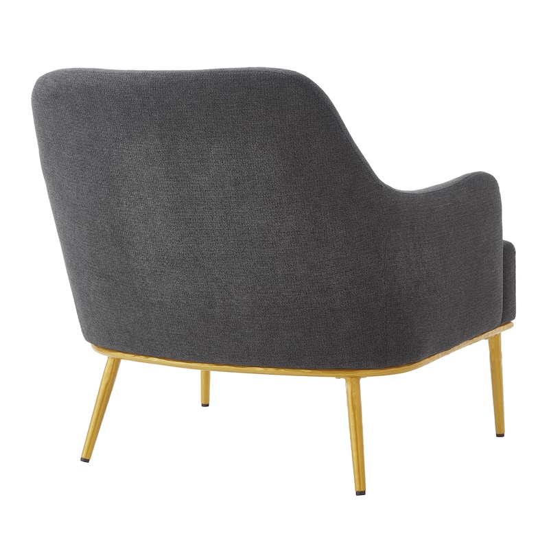 Modern Accent Chair Upholstered Armchair Single Sofa Chair with Curved Backrest and Gold Metal Legs for Living Room
