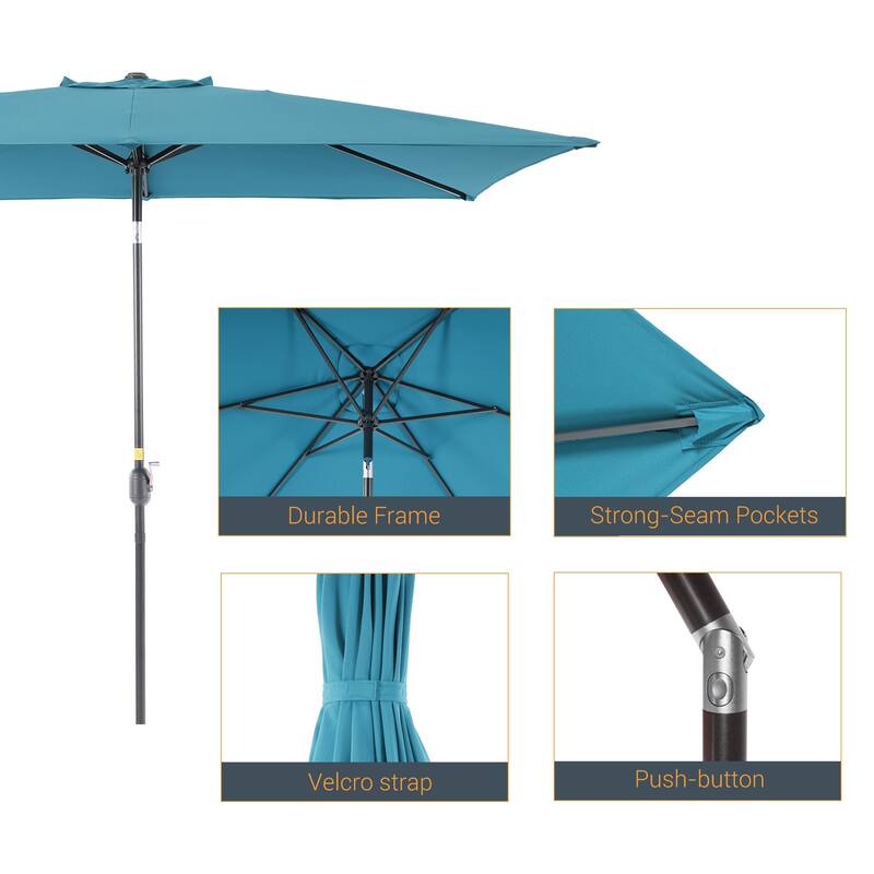 LIVOOSUN 6x9Ft Patio Market Umbrella Weather-Resistant Table Umbrella