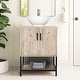 preview thumbnail 20 of 52, 24" Bathroom Vanity Sink Combo Oak Cabinet Vanity Tempered Glass/Ceramic Sink white ceramic round sink