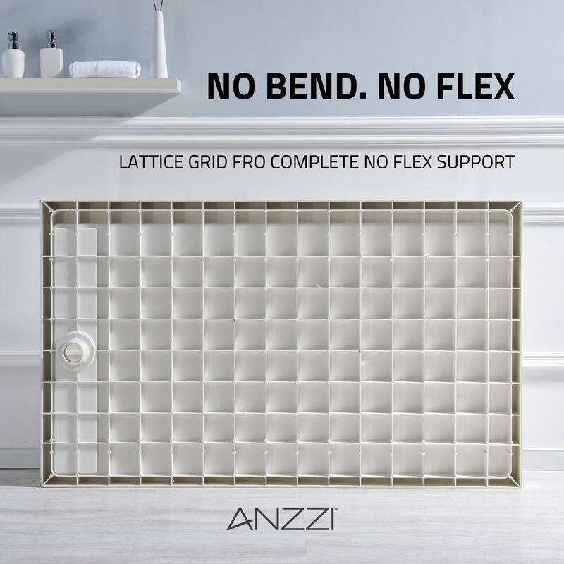 Alexander 60 in. L x 30 in. W Alcove Shower Pan Base with Left Drain in Glossy White Marine Acrylic