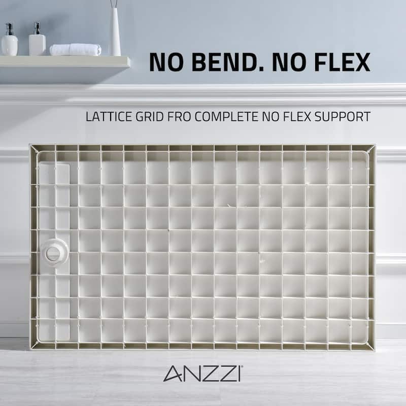Alexander 60 in. L x 32 in. W Alcove Shower Pan Base with Left Drain in Glossy White Marine Acrylic