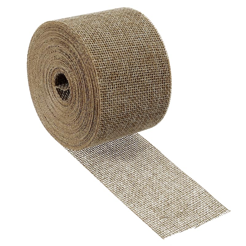 Burlap Fabric Ribbon, Wired Jute Crafts Roll for Wrapping Decoration