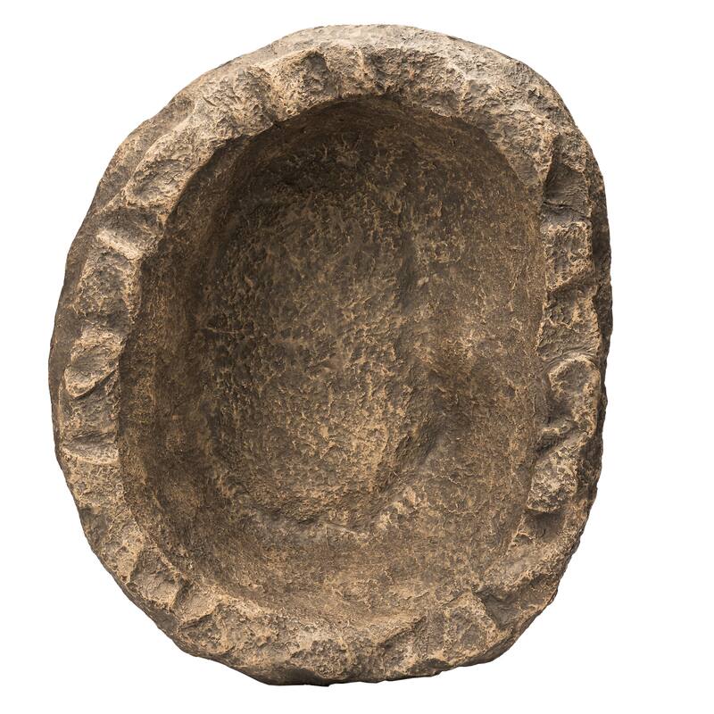 Small Flower Faux Rock Fiberglass Garden Decorative Water Pond, 17 Gallon Sandstone Outdoor Patio Bed Waterfall Pond