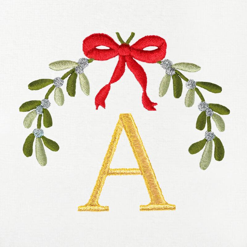 Authentic Hotel and Spa Christmas MISTLETOE MONOGRAM Embroidered Luxury 100% Turkish Cotton Hand Towels Set of 2