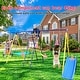 preview thumbnail 12 of 12, Roomfitters 7-in-1 Metal Swing Set, 500 lbs Capacity, Slide, 2 Swings, Climbing Net, Gym Ring & Basket, Multicolor