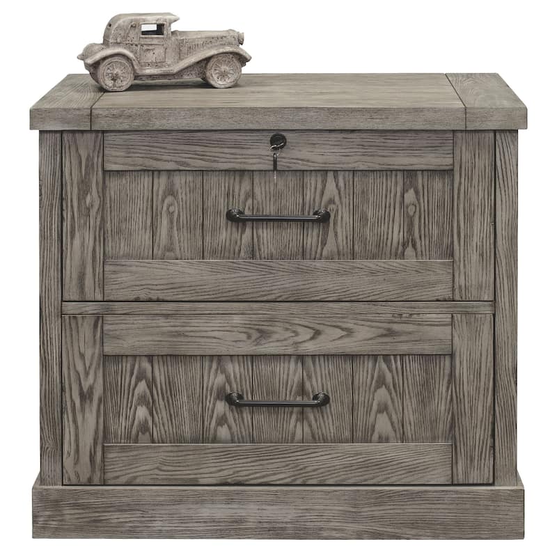 Rustic Lateral File With Locking Legal/Letter File Drawer, Brown