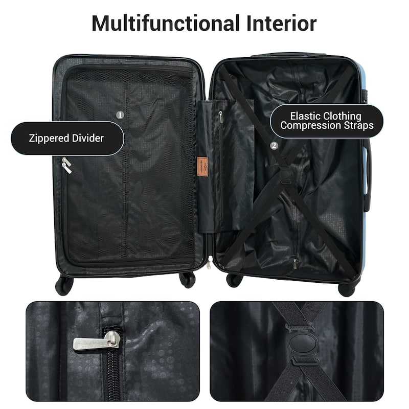 7-Piece Luggage Set ABS Lightweight & Durable Suitcase with Spinner Wheels, TSA Lock, (20/24/28)