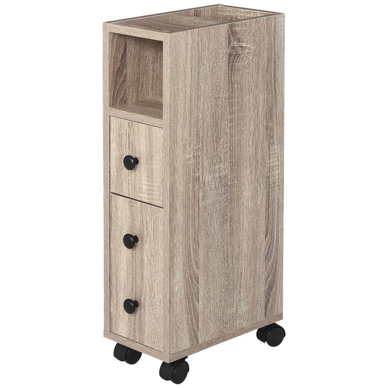 Kleankin Freestanding Compact Design Bathroom Cabinet With 2 Open Cabinets
