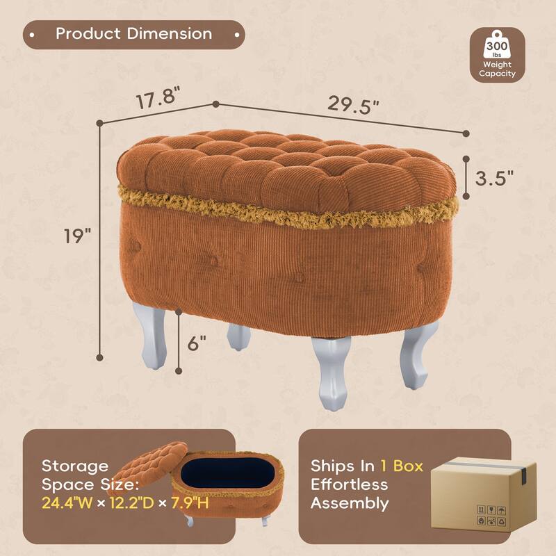 Storage Benches, End of Bed Bench with Button-Tufted