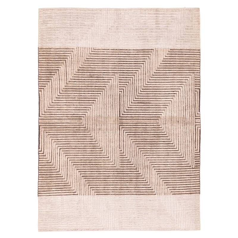 ECARPETGALLERY Hand Loomed Elysian Beige Rug - 5'4 x 7'8