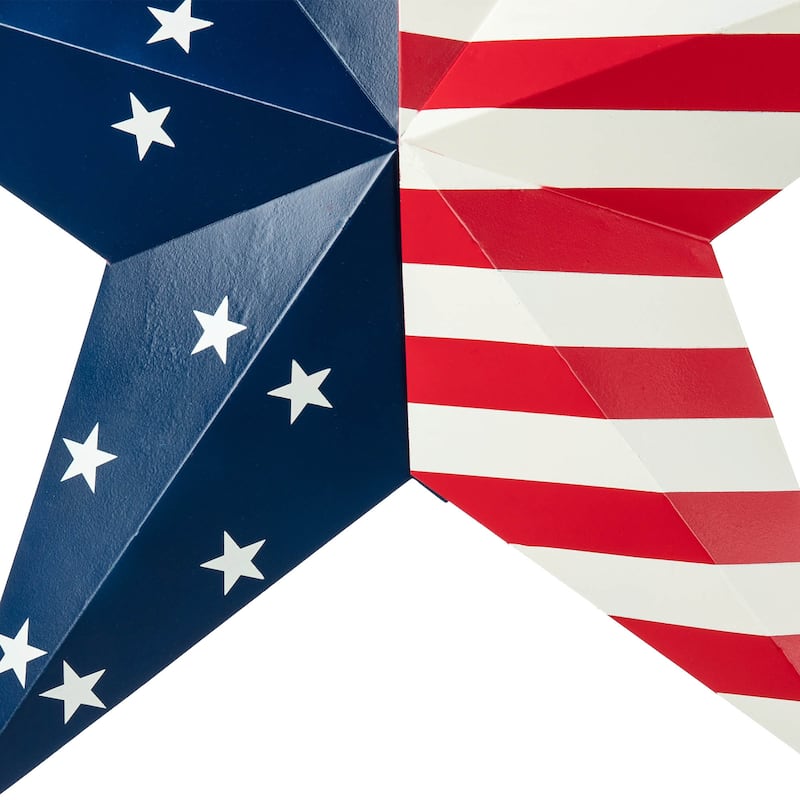 Glitzhome Metal Americana Stars Stripes Yard Stake Wall Sign with Welcome Flag