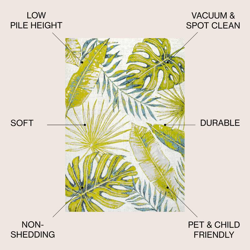 JONATHAN Y Magnolia Modern Botanical Flower Area Rug