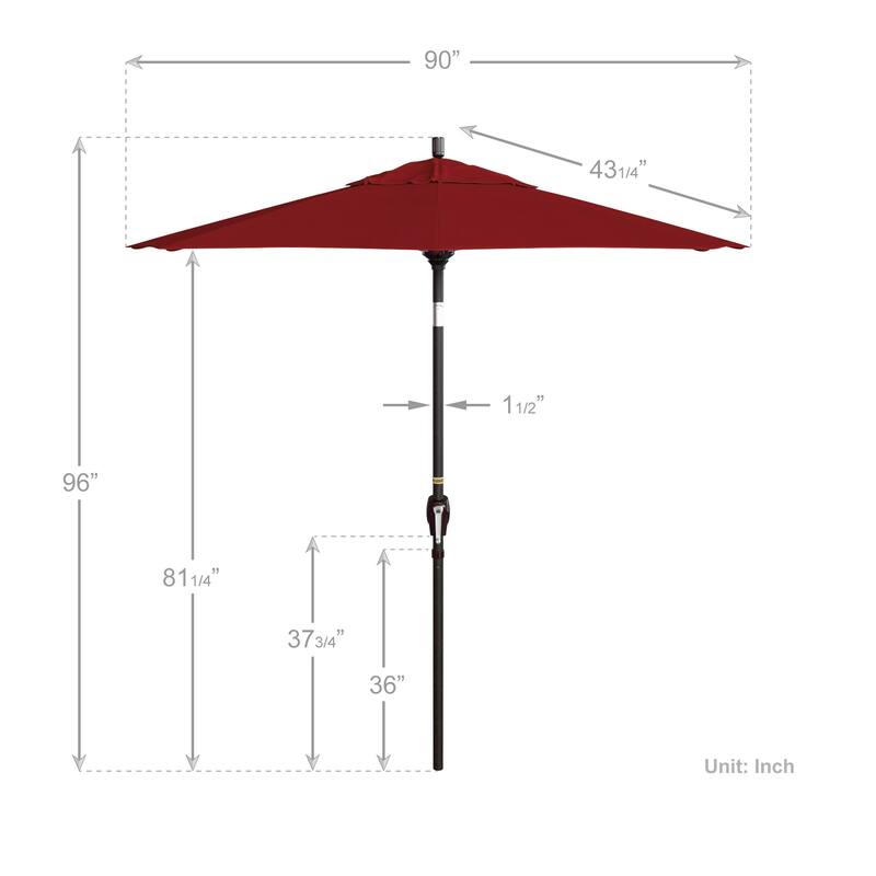 California Umbrella 7.5' Round Crank Lift Push Button Tilt Bronze Aluminum Patio Umbrella with Pacifica Pacific Blue Fabric