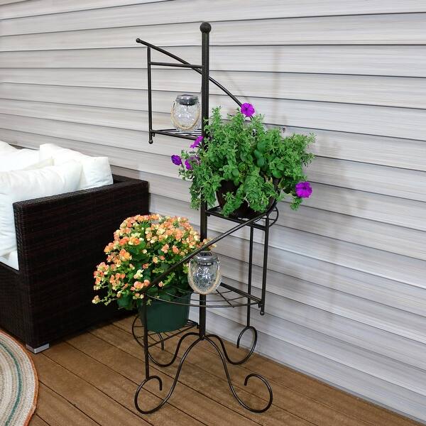 Shop Sunnydaze 4 Tier Flower Plant Stand Metal Spiral Staircase Design 2 Pk 56 Overstock 29071725