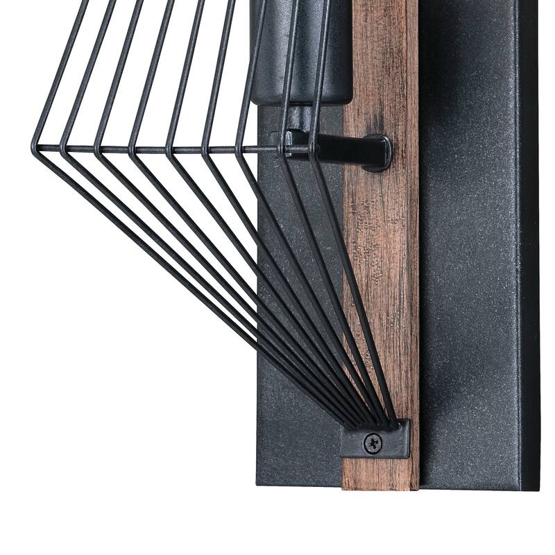 Modern Wall Sconce Black Oak Geometric Light Fixture Industrial Style - 21.5