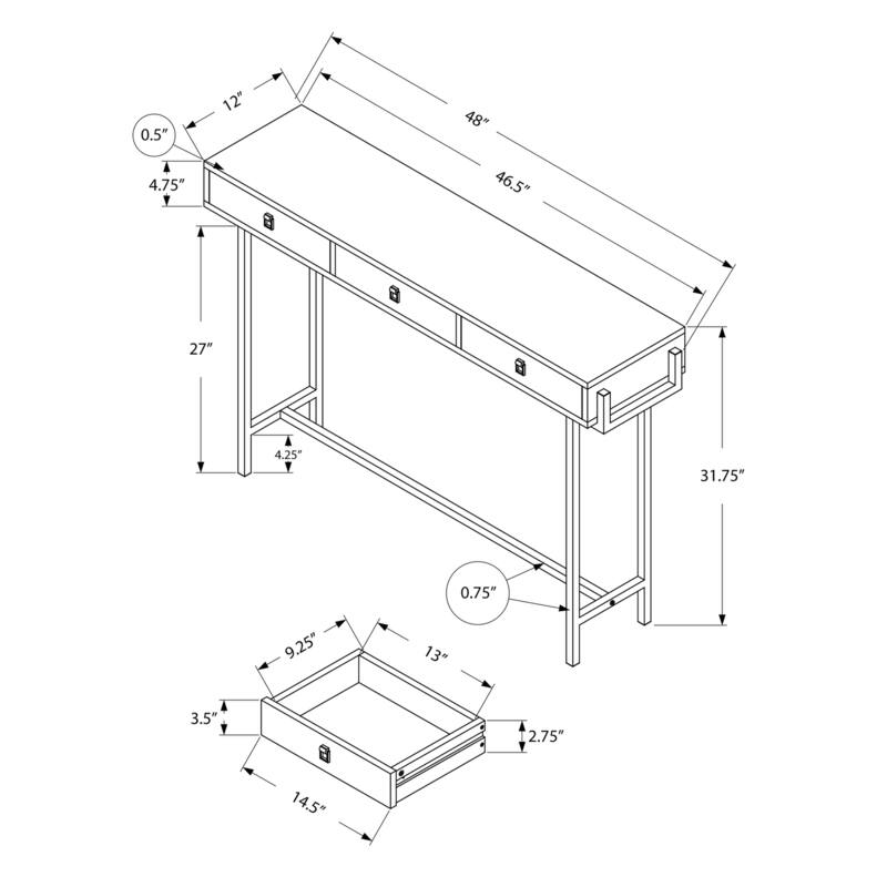 HomeRoots 48" Taupe and Silver Console Table And Drawers - 48.00 in. x 31.75 in. x 12.00 in.