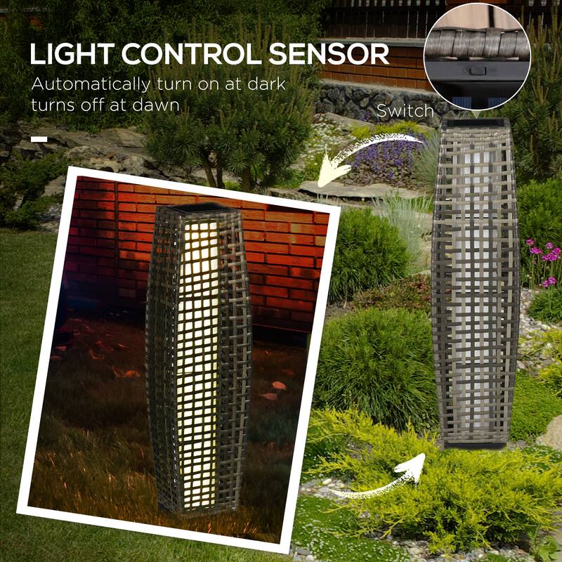 Solar Floor Lamp, Outdoor Garden Lantern Pathway Light with Auto On/Off LED Lights for Porch, Yard, Lawn, Courtyard