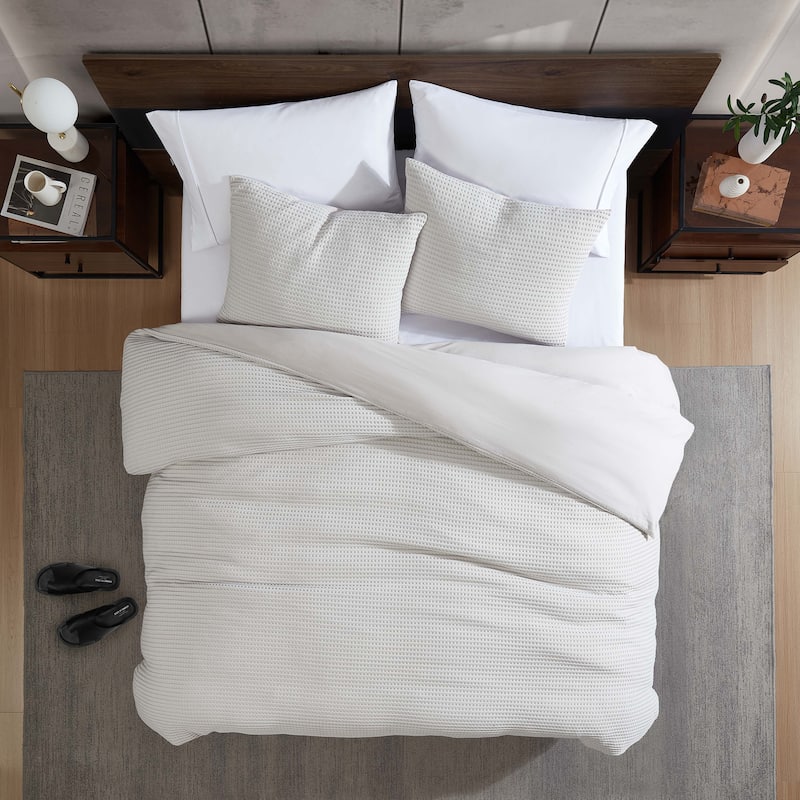 Kenneth Cole Solid Waffle Duvet Cover Set