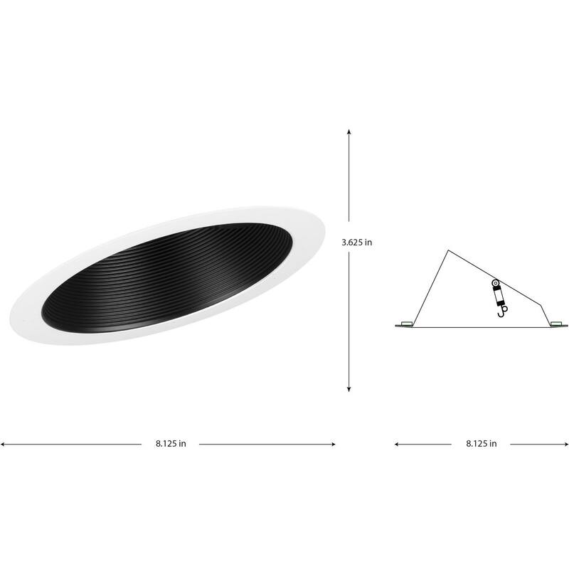 6 in. Black Recessed Sloped Ceiling Step Baffle Trim for 6 in. Housing - Medium