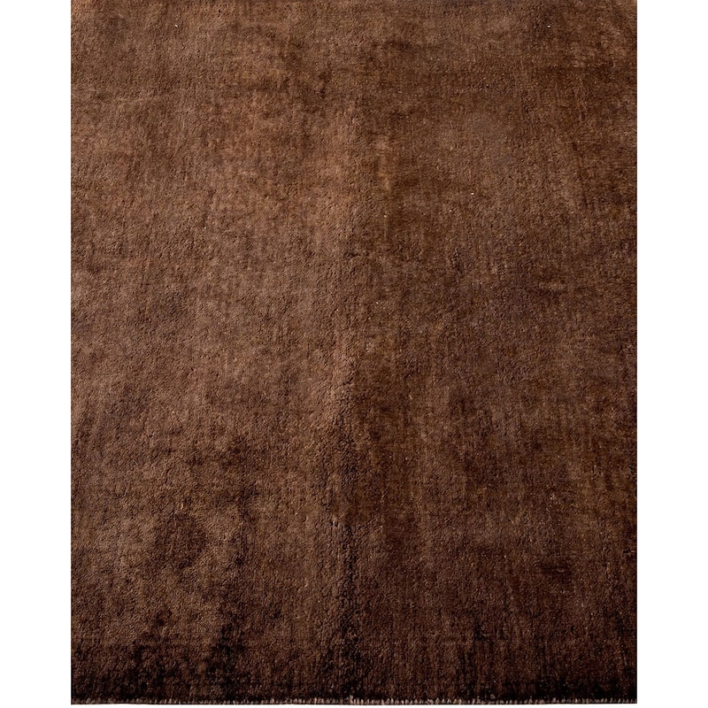 Overton Hand Knotted Wool Vintage Inspired Modern Contemporary Overdyed Brown Area Rug - 3' 1" x 11' 7"