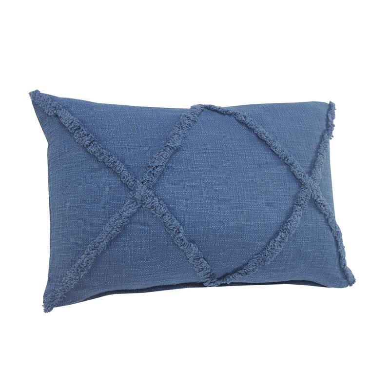 HomeRoots 16" X 24" Cobalt Blue 100% Cotton Zippered Pillow
