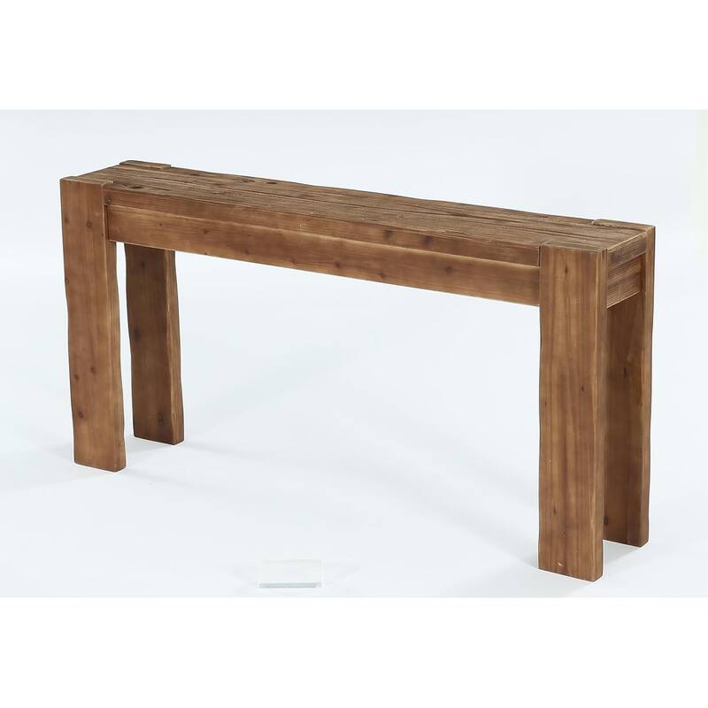 63-Inch Farmhouse Solid Wood Console Table - Rustic Brown