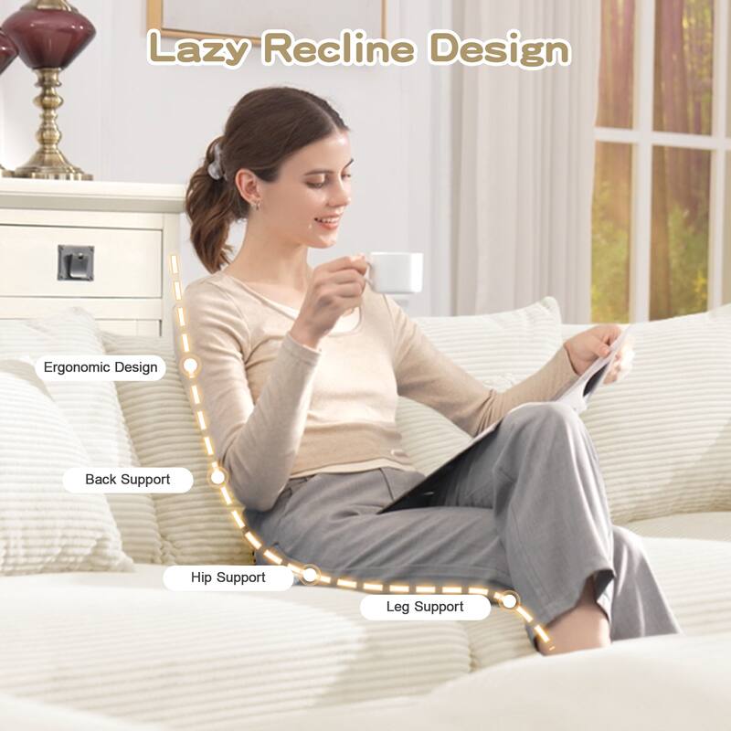 54" Oversized Cloud Sectional - Extra-Thick Cushions, Corduroy Fabric, Easy Assembly - Living Room, Study