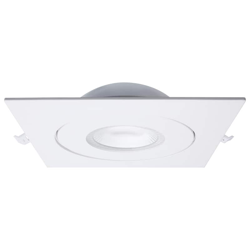 15 Watt CCT Selectable LED Direct Wire Downlight Gimbaled 6 Inch Square Remote Driver White