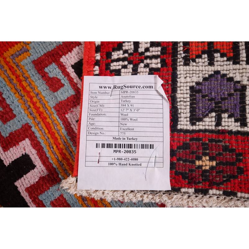 Anatolian Oriental Runner Rug Hand-Knotted Wool Carpet - 3'0"x 12'7"
