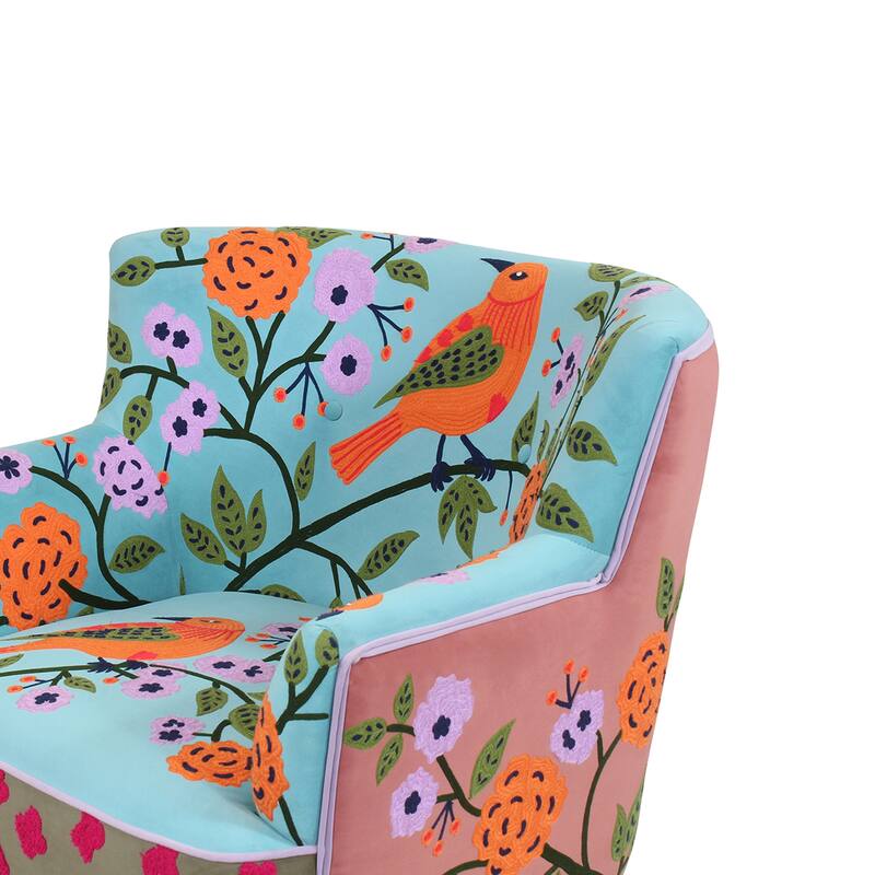 Nico Floral Embroidered Velvet Upholstered Accent Chair by Sevita - 30″ D x 32″ W x 33″ H