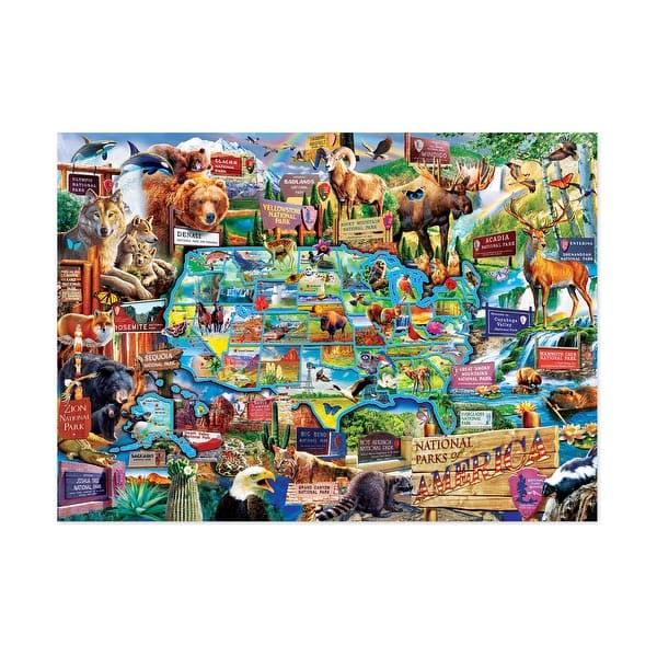 slide 2 of 5, National Parks of America - Map Puzzle - 1000 Pcs - N/A